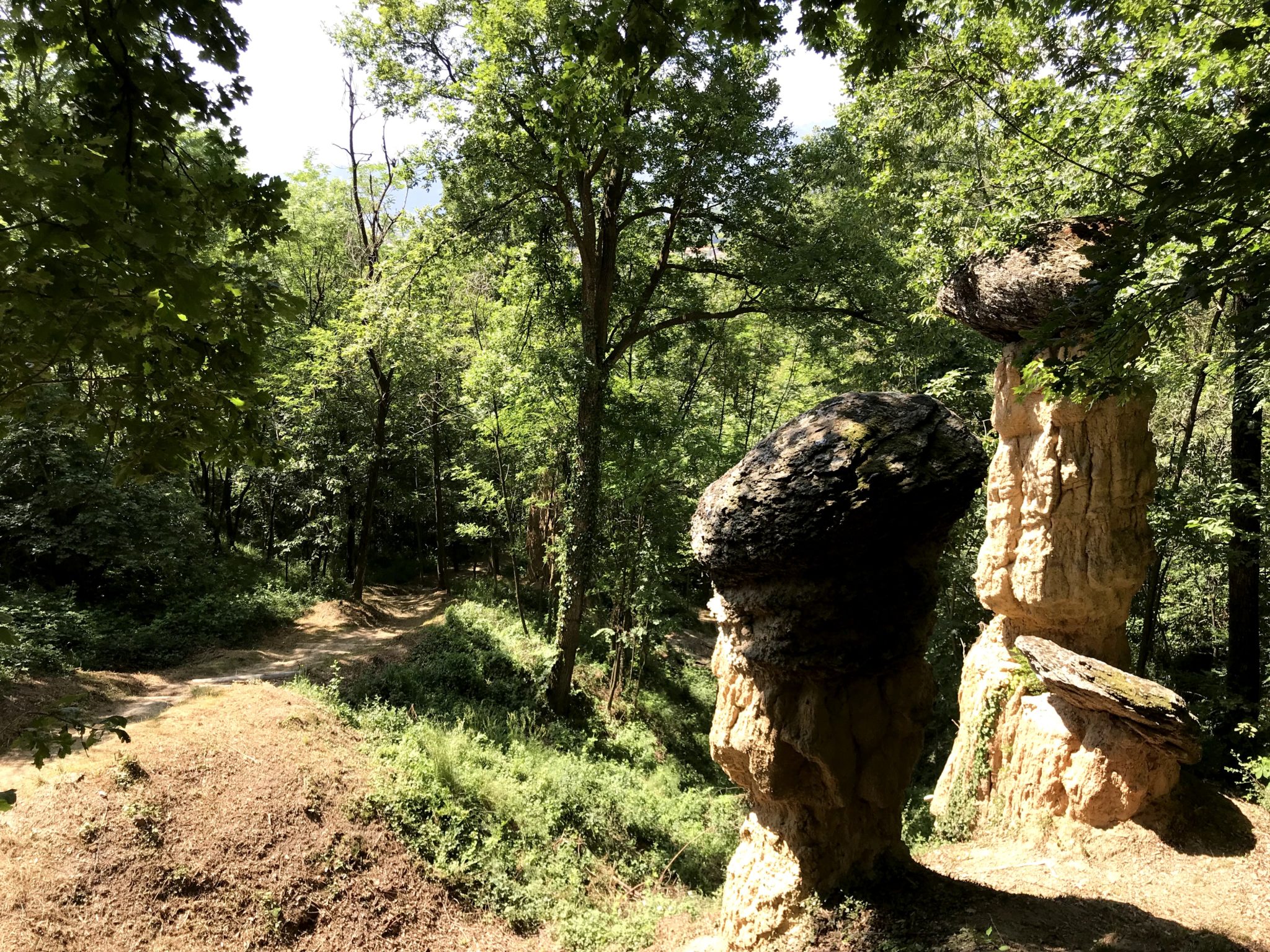 A pochi passi dalla città, la Riserva Naturale Ciciu del Vllar: escursioni in un giardino roccioso, all'orizzonte un paesaggio di funghi in pietra 